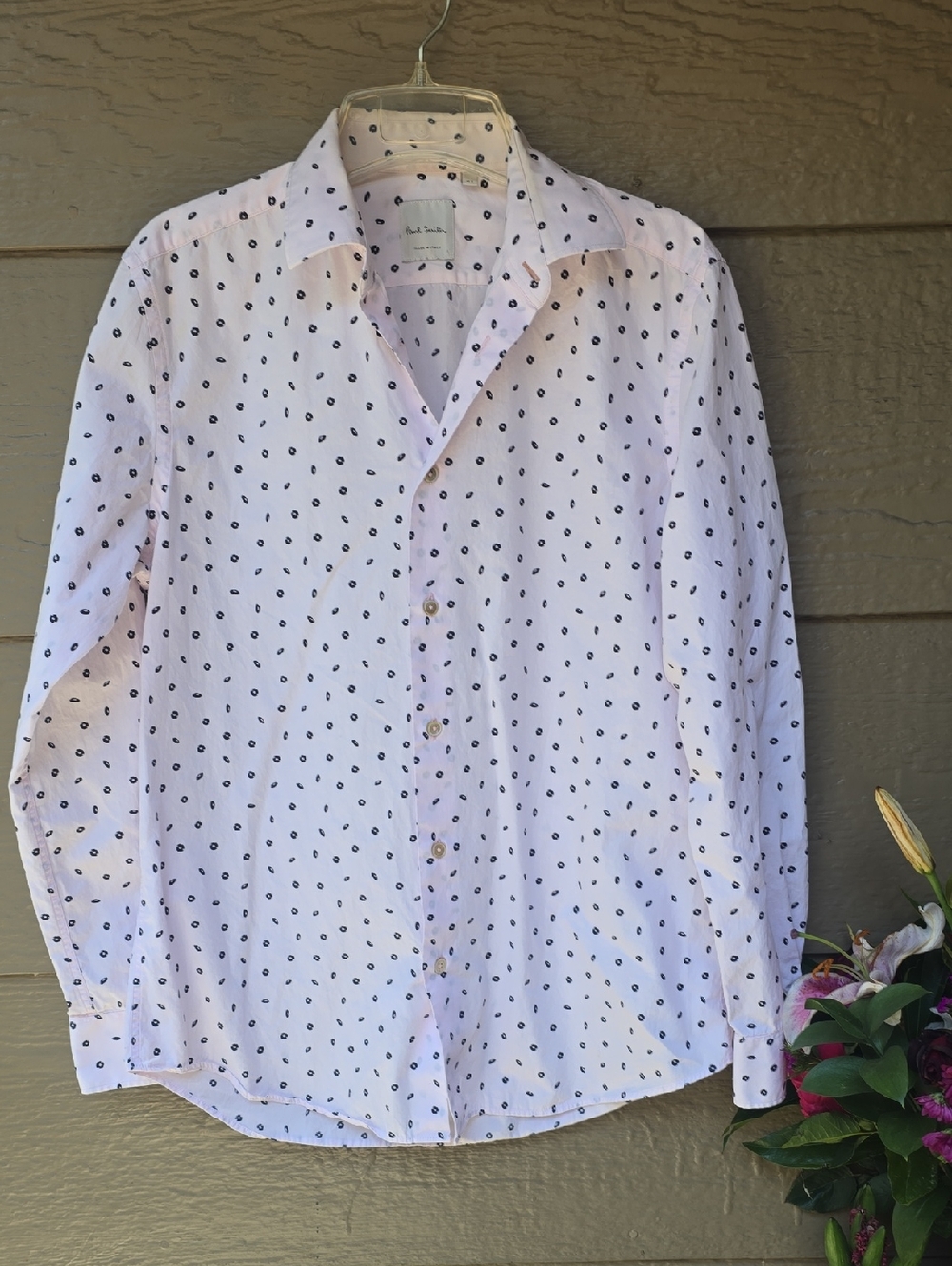 Paul Smith Pale Pink Record Print Button Down 15.5